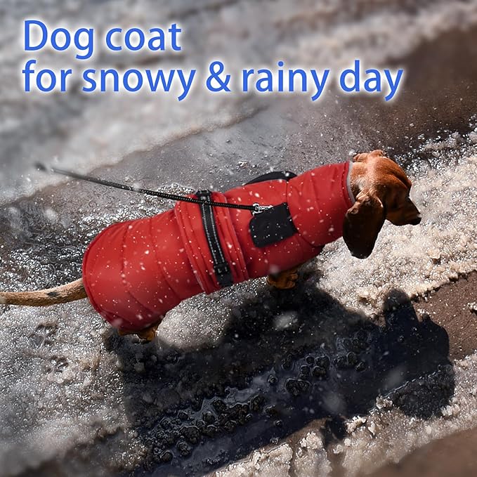 MIGOHI Thermal Large Dog Fleece Jacket - Rainproof Coat for Large Dogs, Thick Dog Winter Coat,Snow Jacket for Dogs Windproof for Hunting Camping,Windy Chilly Days,Doberman,Great Dane,3XL,RedBlack