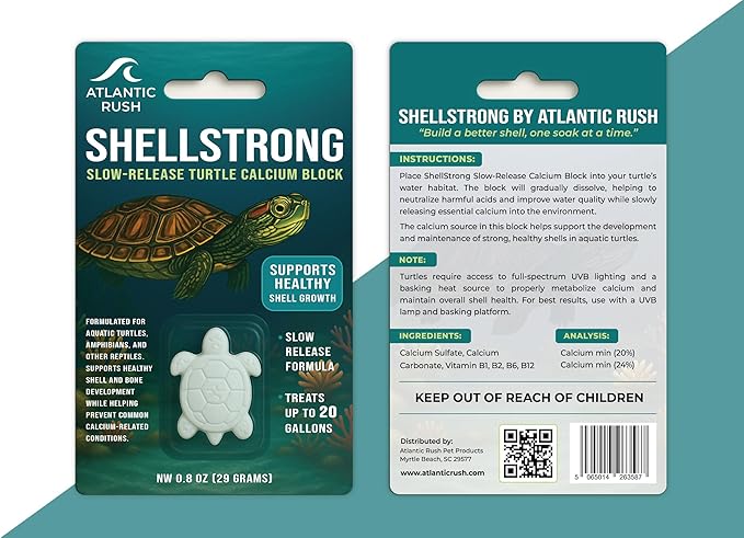 Shellstrong Premium Calcium Block for Aquatic Turtle - Slow Release Water Conditioner - Turtle Calcium Cuttlebone - Turtle Tank Accessories - 20 Gallon Aquatic Reptile Tank Treatment