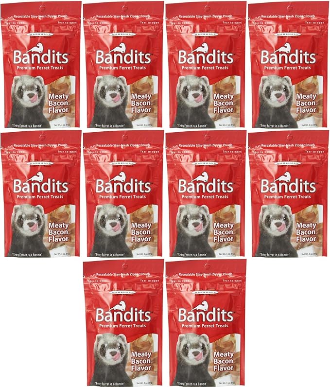 Marshall Bandits Ferret Treat Meaty Bacon 1.875lbs (10 x 3oz)