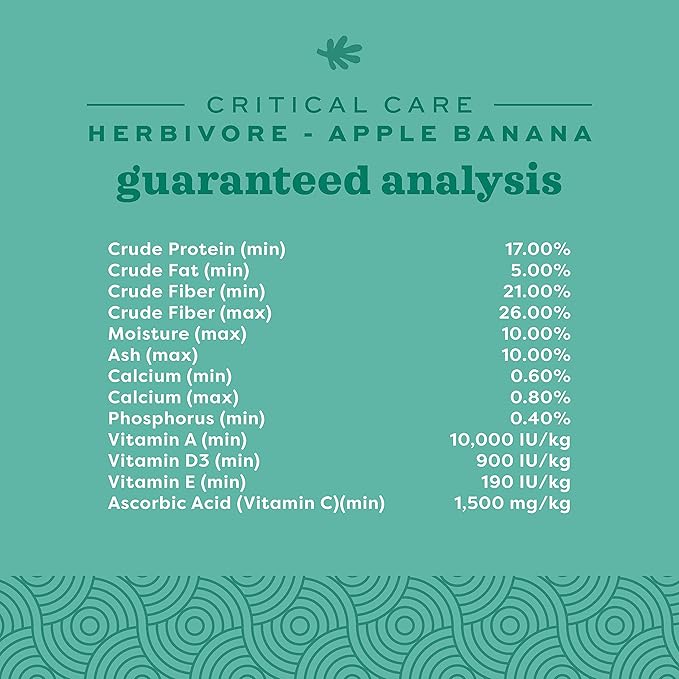 Oxbow Critical Care Herbivore, Emergency Rabbit & Guinea Pig Food, Natural Apple Banana Flavor, Critical Care Herbivore, Assist Feeding Formula for Pets, 454 gram bag