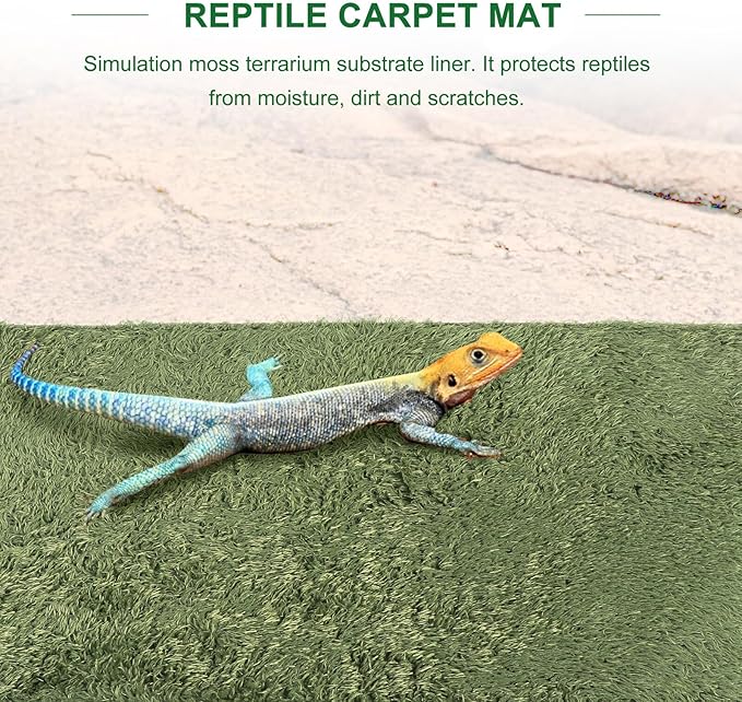 FRCOLOR 2pcs Reptile Habitat Carpet Mat Simulation Moss Terrarium Substrate Liner for Lizards Turtles Snakes Moisture-Resistant Easy-Clean Reptile Habitat Pad