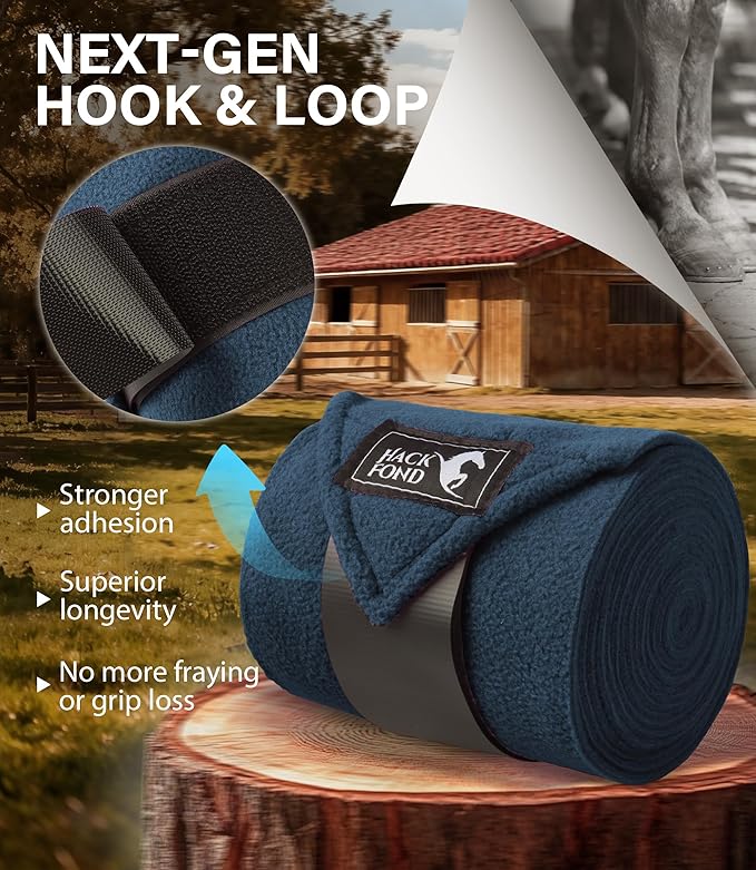 Fleece Horse Polo Leg Wraps Set of 4, 10' Horse Leg Bandages Stable Supplies Equestrian Boots Aegean Blue