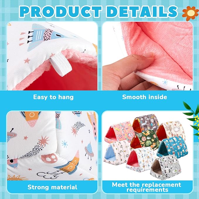 Cinnvoice 8 Pcs Guinea Pig Hideout, Guinea Pig Bed Washable Small Animal Cage Accessories for Bunny Hedgehog Mouse Chinchillas Hamsters Ferrets Rats(9.8 in)
