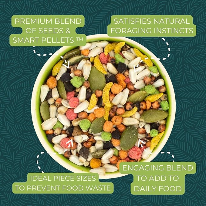 ZuPreem Sensible Seed Bird Food for Parrots and Conures, 2 lb bag (2-pack) - Premium Blend of Seeds and FruitBlend Pellets for Conures, Caiques, African Greys, Senegals, Amazons, Eclectus, Small Cocka