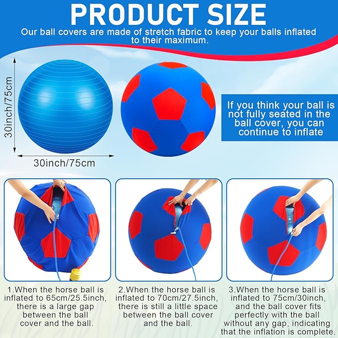 Giant Herding Ball with Ball Cover Anti Burst Please Watch VCR for How to Inflation Horse Toys for Horses Entertainment Play, Pump Included(Stylish,30 Inch,Blue)