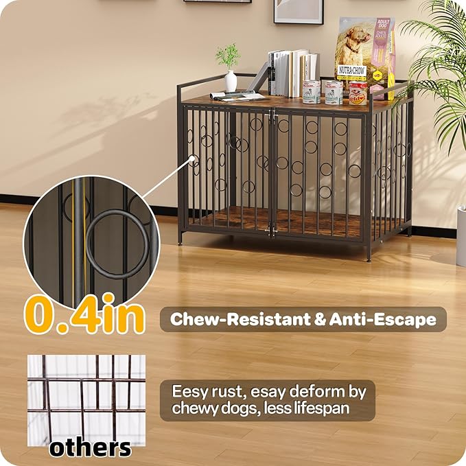 Furniture Style Dog Crate 38 Inch for Small Dogs, Heavy Duty Escape-Proof Dog Kennel with 4 Safety Latches, Decorative Wood Dog House Indoor with Water-Resistant Top, Modern Pet Crate End Table