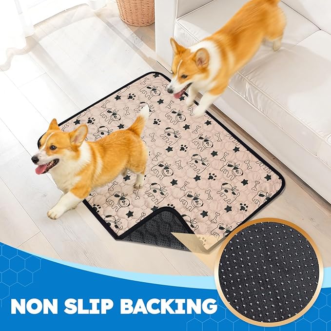 2 Pack Washable Pee Pads for Dogs, Absorbent Reusable Puppy Training Pads, Leakproof, Non-Slip, Waterproof Cat Doggie Pad Pet Potty Mat for Indoor&Outdoor, Whelping, Crate, Coffee 18"x24"