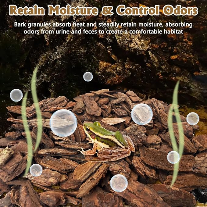 Hamiledyi Reptile Bark Bedding 22.9oz Tortoise Terrarium Substrate Natural Pine Bark Mulch Reusable Wood Chips for Bearded Dragon Snake Box Turtle Gecko Hermit Crabs(Small)