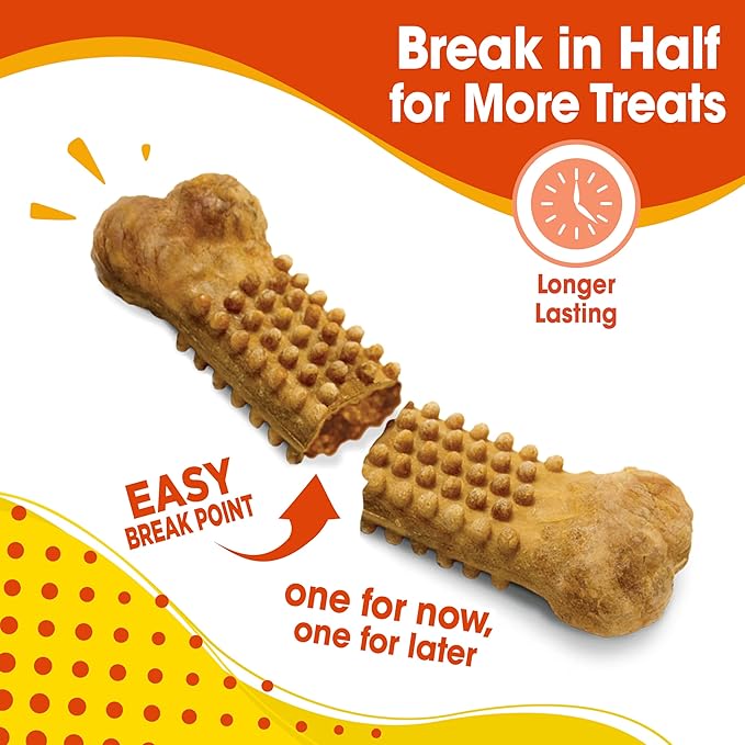 Nylabone Nubz Natural Dog Chew Treats for Large Dogs, Long Lasting Dog Chew Bones Made in the USA, Chicken Flavor Breath Freshener Dental Chews, Large Dog Bones For Dogs Over 30 lbs. (40 Count)