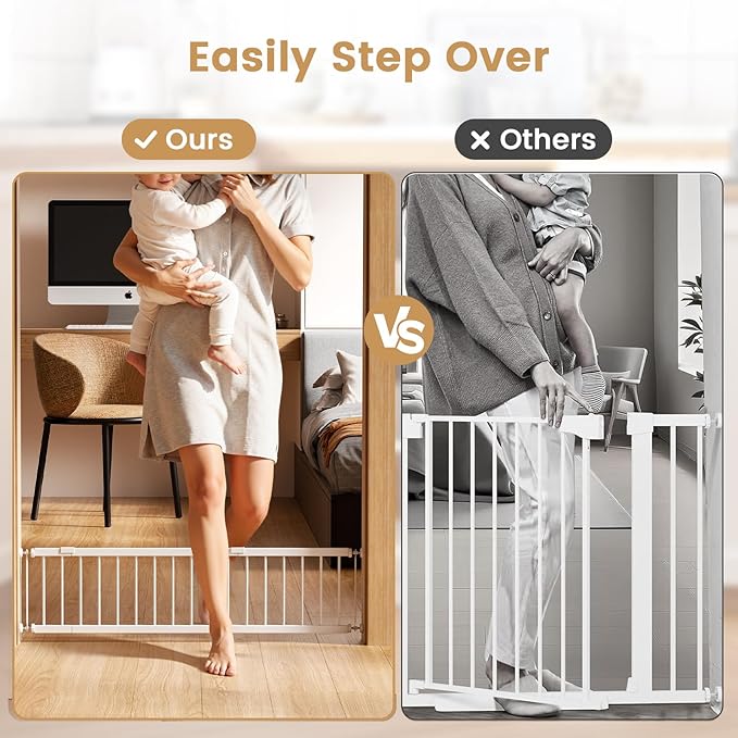 Short Dog Gate,18"-45" Adjustable Extra Wide Metal Short Dog Gate to Step Over, 10" Tall Small Pet Gate with 3 Extension Kits