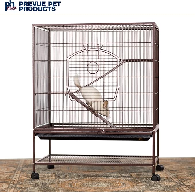 Prevue Pet Products Rolling Small Animal Cage - Ideal for Rats, Chinchillas, Ferrets, Guinea Pigs, Chew-Proof Critter House, Easy to Clean - Earthtone Dusted Rose Hammertone Finish
