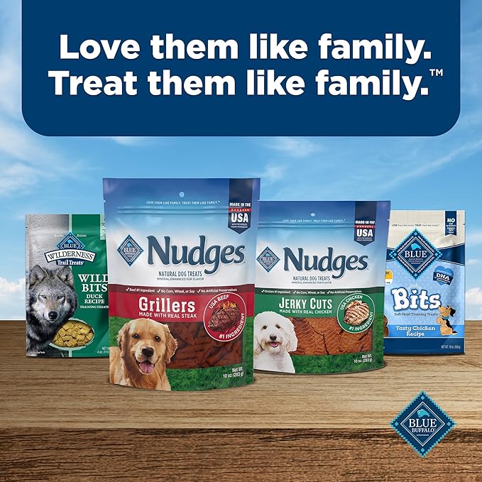 Blue Buffalo Nudges Homestyle Natural Dog Treats Chicken and Bacon, 16-oz Bag (Pack of 4)