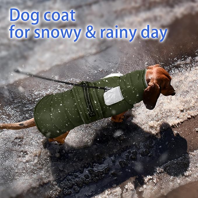 MIGOHI Waterproof Dog Winter Coat - Thick Dog Fleece Jacket with Reflective Strips, Warm Winter Snowsuit Sweater for Small Dogs,Machine Washable,French Bulldog,M,ArmyGreen