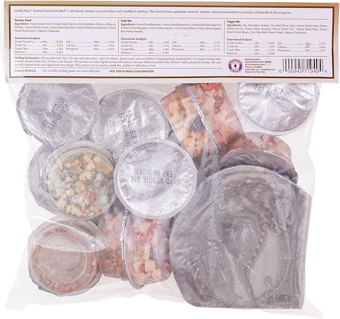 Healthy Herp Tortoise Food Instant Meal for Reptiles - Nutritious Turtle Food, Tortoise Habitat Accessories - Made in USA - for Box Turtles, Lizards, Tortoises - Variety Pack (14 Cups & 1 Dish)