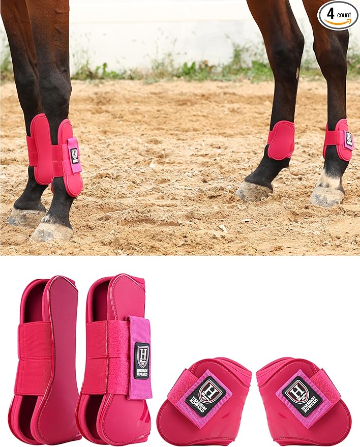 Harrison Howard Horse Tendon Boots Open Front/Fetlock Boot for Horse Protective Boots for Jumping, Trail Riding Set of 4