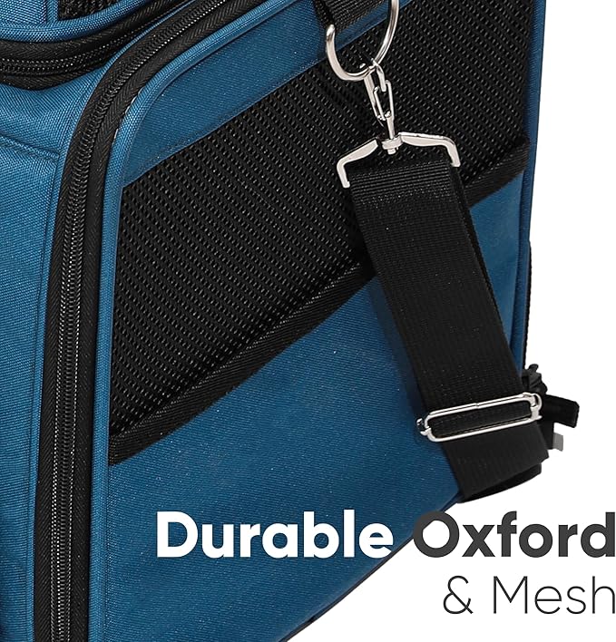 FUKUMARU Expandable Pet Carrier for Cat, 18x11x11 Large Cat Carrier Soft, Collapsible Airline Approved Dog Carrier, Ventilate Cat Travel Carrier with Durable Mesh, Escape-Proof Small Dog Carrier, Blue