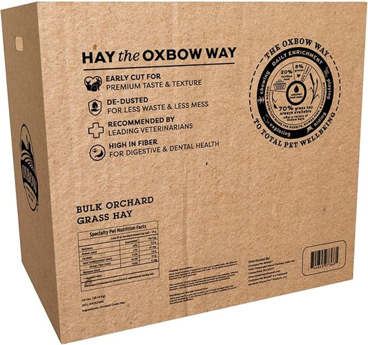 Oxbow Orchard Grass Hay, Rabbit & Guinea Pig Hay, High Fiber for Digestive Health, Grown in USA, Veterinarian Recommended Small Pet Supplies, Bulk Food for Rabbits, Guinea Pigs, & Chinchillas, 40 lbs