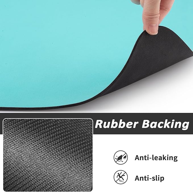 HotLive Dog Food Mat - Absorbent Cat Mat for Food and Water, No Stains Pet Feeding Bowl Mat, Easy to Clean Pet Placemats, Quick Dry Dog Water Dispenser Mat for Messy Drinkers | Teal 18"x34"