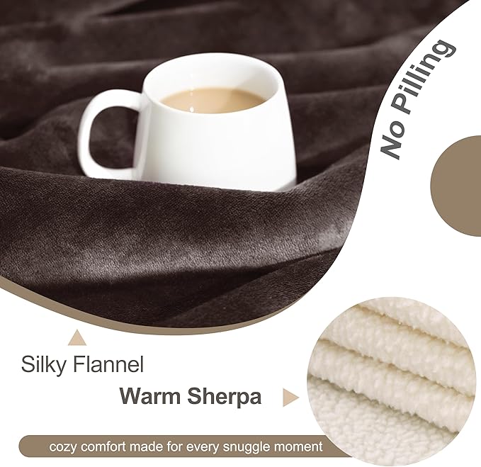 gogobunny Waterproof Bed Blanket, Reversible Sherpa Fleece Throw Blanket for Dog Puppy Cat, Furniture Cover Protects Bed Couch Sofa from Liquid Pee and Pet Fur (Dark Brown, 30x40 inches)