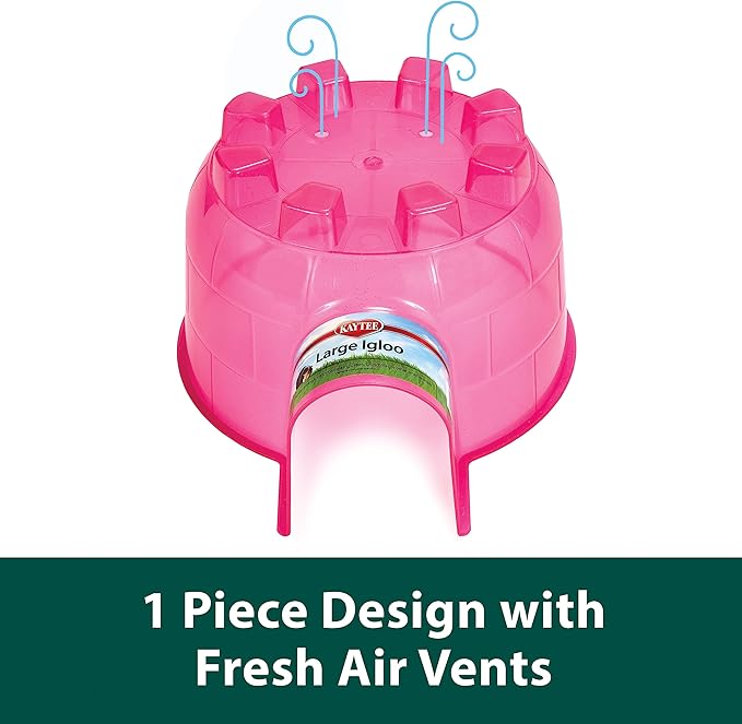 Kaytee Igloo Habitat Hideout for Pet Guinea Pigs, Ferrets, Dwarf Rabbits, Chinchillas, and Other Small Animals, Assorted Colors, Large (Pack of 2)