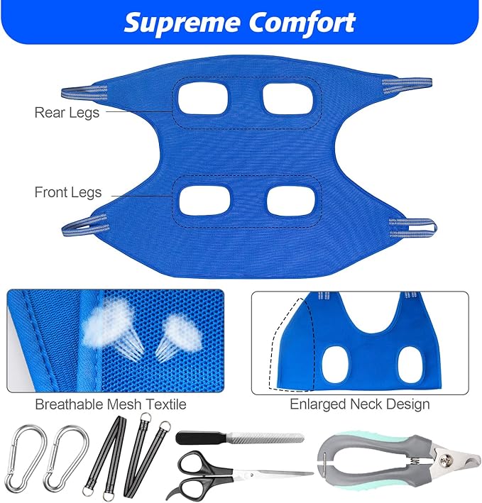 ATESON Pet Grooming Hammock for Medium/Large Dogs with Nail Clippers/Nail Trimmers/Grooming Scissors, Dog Grooming Harness for Nail Trimming, Pet Grooming Sling Helper