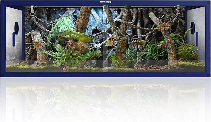 Phailozoo Stackable Reptile Enclosure, 85 Gallon Reptile Tank for Bearded Dragon, Snake, Ball Python, Colorful Aluminum Frame & Front Opening Tempered Glass Door with Handles for Easy Maintenance