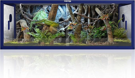 Phailozoo Stackable Reptile Enclosure, 85 Gallon Reptile Tank for Bearded Dragon, Snake, Ball Python, Colorful Aluminum Frame & Front Opening Tempered Glass Door with Handles for Easy Maintenance