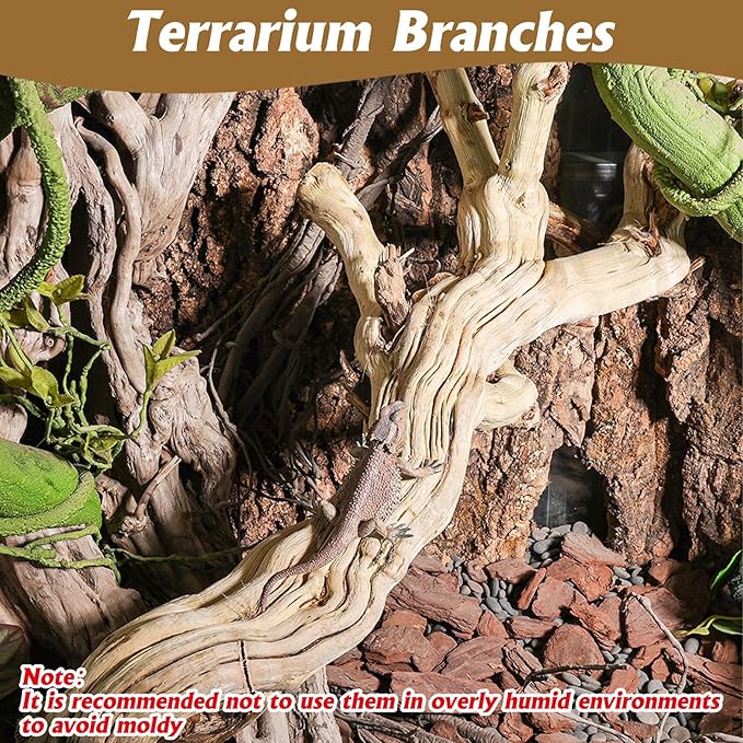 VCEPJH Large Snake Climbing Branch Decor 15.5 in Natural Reptile Wood Cork Log Bearded Dragon Tank Accessories Tree Trunk for Chameleon Gecko Ball Python Frog