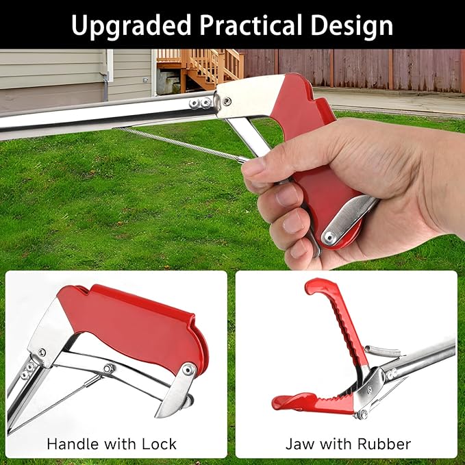 50in Snake Grabber, Snake Tongs Grabber Collapsible, Professional Reptile Snake Catcher Wide Jaw Handling Tool, Stainless Steel Snake Hook Long Reach Grabbers for Camping, Garden and Emergency Use