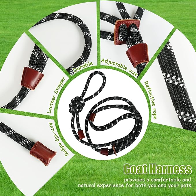 Goat Harness & Leash, Adjustable Step-in Sheep Harness, Goat Accessories, Livestock Halter Supplies for Goats and Sheep (Large)