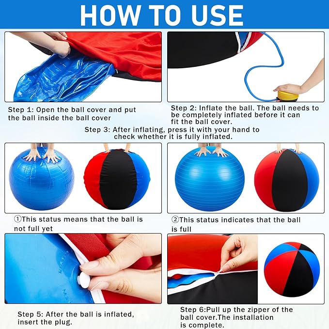 30 Inch Giant Herding Ball with Ball Cover Anti Burst Please Watch VCR for How to Inflation Horse Toys for Horses Entertainment Play, Pump Included(Cute, Blue)