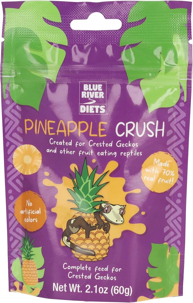 Blue River Diets Crested Gecko Diet | Pineapple Crush | All Natural Low Fat Complete Gecko Food | 2.1oz