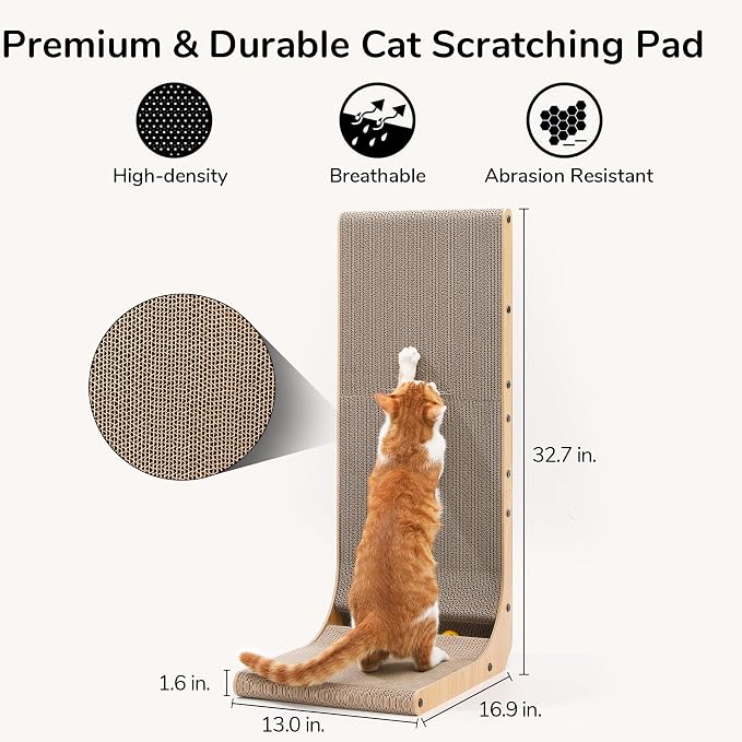 FUKUMARU Cat Scratcher for Indoor Cats, 32.7 Inch L Shaped Cat Scratch Pad - Image 3