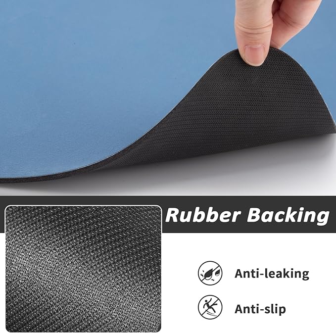 HotLive Dog Food Mat - Absorbent Cat Mat for Food and Water, No Stains Pet Feeding Bowl Mat, Easy to Clean Pet Placemats, Quick Dry Dog Water Dispenser Mat for Messy Drinkers | Blue 18"x34"
