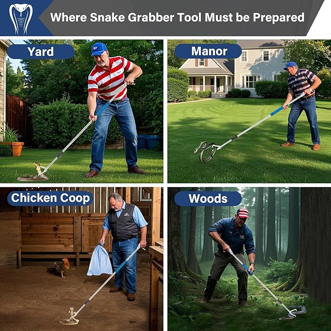 69" Professional Snake Grabber Tools, Snake Catcher Tongs Rattlesnake Copperheads Grabber Keep Spacing Reptile Snake Tools Sponge Handle Wide Jaw Without Harm Move Suit For Chicken Coops Yards Farms