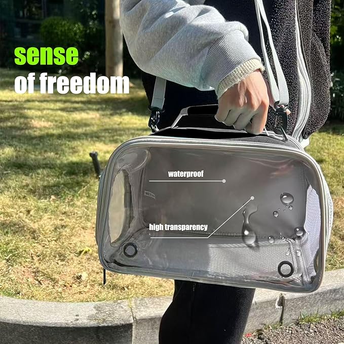 WEVONIGU Expandable Small Animal Backpack Carrier with Clear Bubble Window Large Space Travel Cage for Hedgehog Rat Parrot,Bearded Dragon,Sugar Glider,Airline Approved (Black, Carrier)