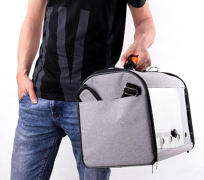 VIDECOR Parrot Go Out Bag Transparent Handbag Bird Starling Parrot Go Out Backpack Portable Bird Cage,C