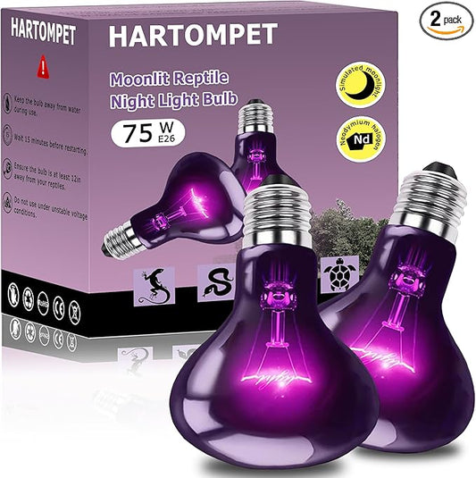 75W Reptile Night Light Bulb - Purple Basking Lamp to Simulate Natural Moonlight for Lizards, Snakes, Turtles - Basking Spot Bulb for Aquariums, Tanks, Promotes Healthy Behavior and Growth