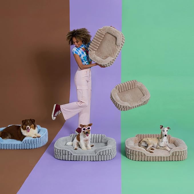 LE SURE Cute Dog Bed Medium Size Dog, Orthopedic Waterproof Medium Pet Beds with Sides, High Back Non-Slip Bottom and Egg-Crate Foam Pet Couch Sofa with Washable Removable Cover, Hazel