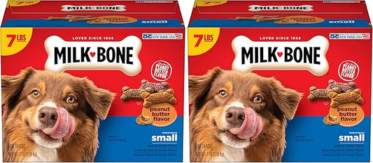 Milk-Bone Peanut Butter Flavor Naturally & Artificially Flavored Dog Biscuits - Crunchy Dog Treats - 7 Pounds (Packaging Design May Vary),(Pack of 2)