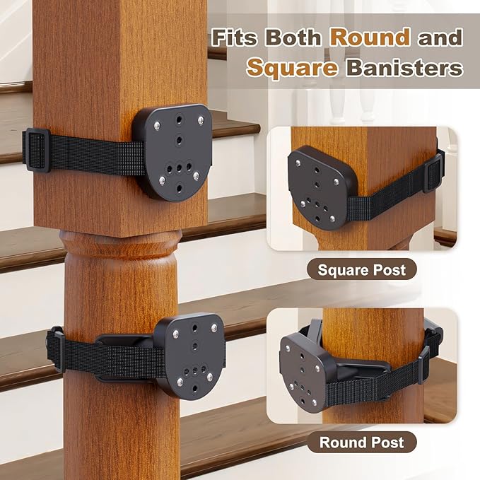 Upgraded Retractable Baby Gates for Stairs & Banister, Mesh Dog Gate Indoor, Extends to 55" Wide 33" Tall, Child Safety Gate for Stairway, Banister & Wall Mount (Black)