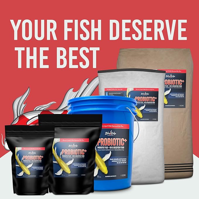 Blue Ridge Fish Food 25lb, Probiotic Plus 3/16" Floating Pellet, Koi Goldfish Food