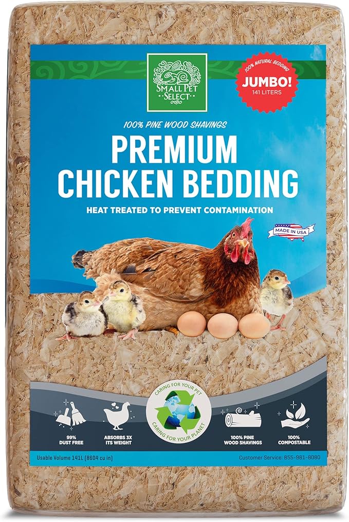 Small Pet Select Pine Shavings Chicken Bedding, Chicken Coop Bedding, Wood Shavings, Great for Hen Nesting Boxes and Chick Brooders, 141L