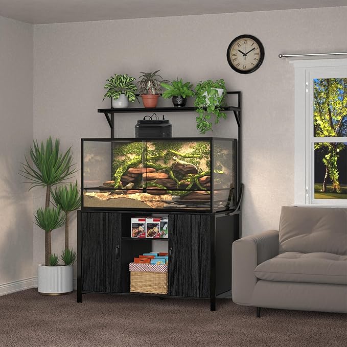 GDLF Reptile Tank Stand Terrarium Stand with Cabinet for Accessories Storage 48" X 24" Tabletop Fits up to 120 Gallon Bearded Dragon, Reptile Terrarium,Turtle Tank