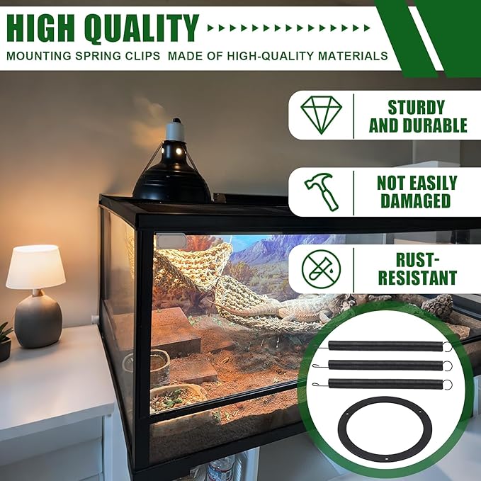 Mounting Spring Clips for Reptile Habitat Lighting Domes, Fits most reptile lighting domes,terrarium mesh screens, and heat lamp covers.Most Standard Domes and Screen Covers (1 pack)