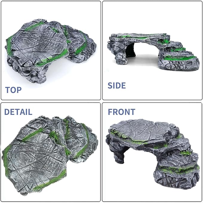 Moonorange Turtle Basking Platform Turtle Tank Decoration for Aquariums & Terrarium, Turtle, Lizard, Reptile Habitat Hideout (Black)