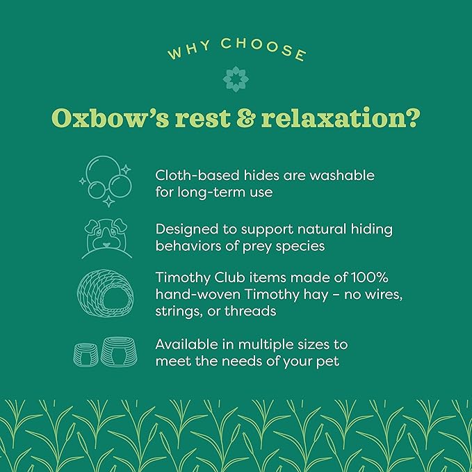 Oxbow Timothy Hay Bungalow, Rabbit & Guinea Pig Hideout, Edible & Hand-Woven Bunny House, No Wires or String, Small Pet Accessories, for Rabbits, Guinea Pigs, Chinchillas & Rats, Large