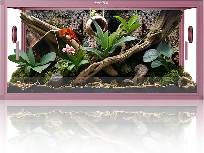 Phailozoo 50 Gallon Bearded Dragon Tank, Reptile Enclosure for Easy Maintenance, Front Opening Reptile Tank with Top Screen Ventilation & Glass Sliding Door 36''x18''x18''