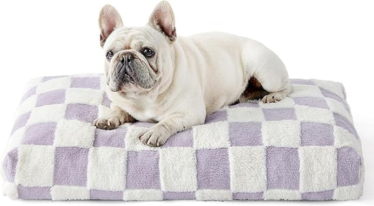 LE SURE Dog Beds Medium Size-Thick Shredded Chopped Foam Pet Bed as Gift for Indoor with Removable Cover, Cute Modern Fuzzy Plush & Anti Slip Bottom, Purple