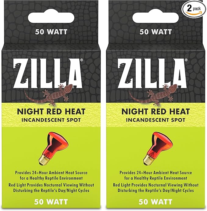 Zilla Incandescent Spot Bulb, for Nocturnal Reptile Species, Night Red (Pack of 2)